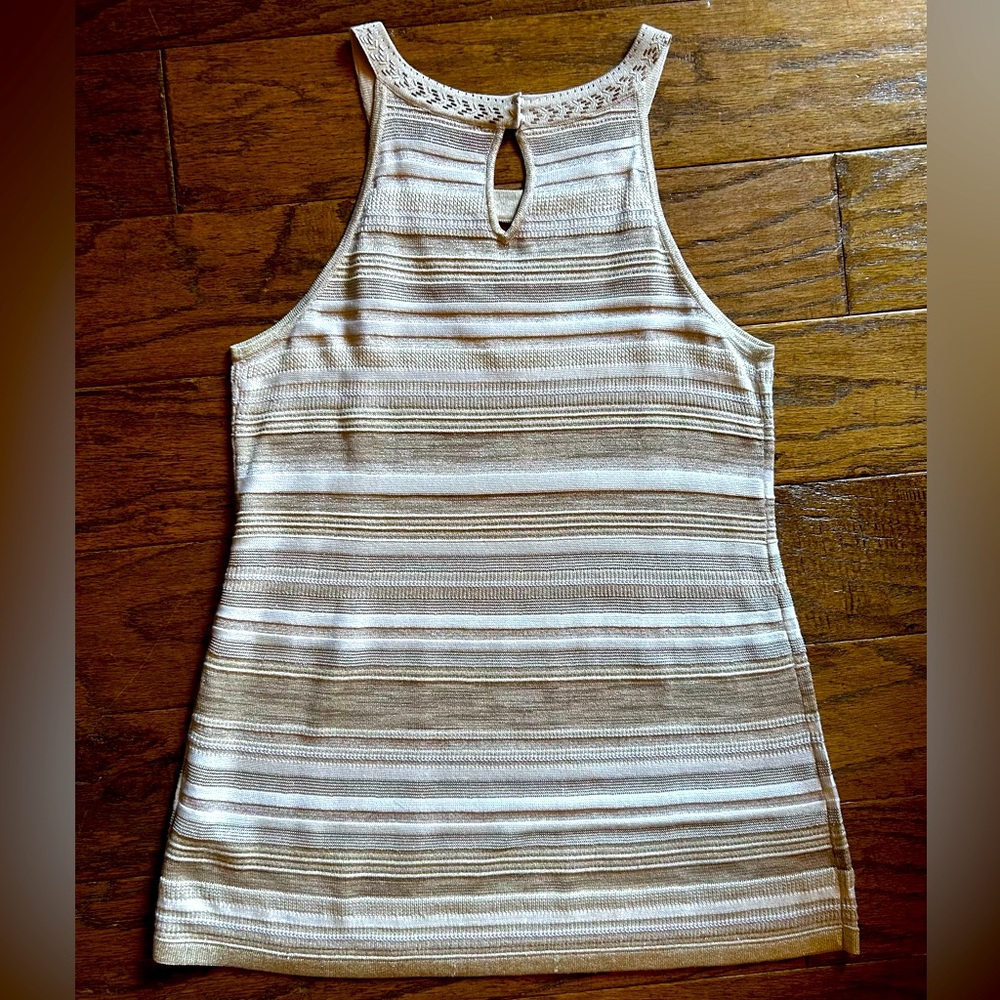 WHITE HOUSE | BLACK MARKET Women’s Embellished Halter Ecru W Pearl Dust. Size M - Picture 4 of 7